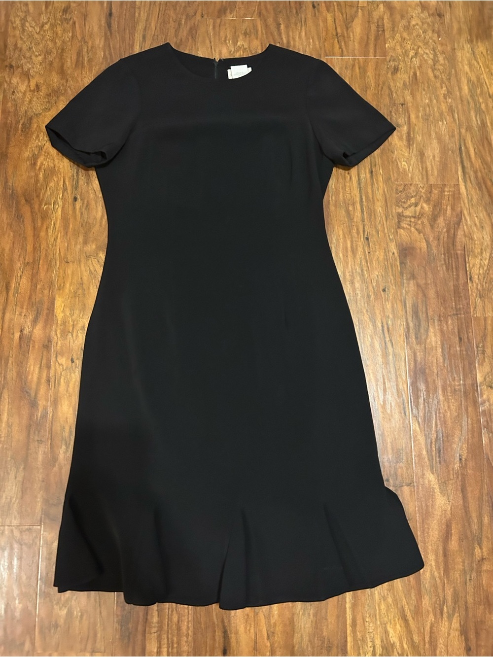 Liz Claiborne Black Short-Sleeve Midi A-Line Dress Opera Ballet LBD Formal Work